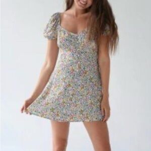 Elodie Mini Dress Micro Floral print puff sleeves
